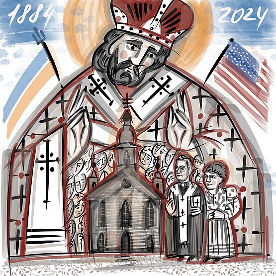 First liturgical service in the USA