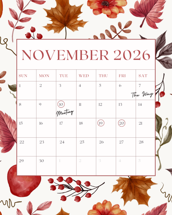 Parish Events: November 2026