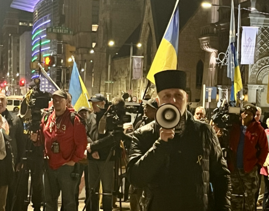 Archeparchy Clergy Join Hundreds at Philadelphia City Hall in Support of Ukraine