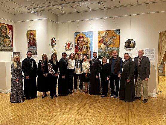 Metropolitan Archbishop Borys Gudziak Attended the Opening of an Icon Exhibition by Renowned Ukrainian artist Lev Skop at the Ukrainian National Museum