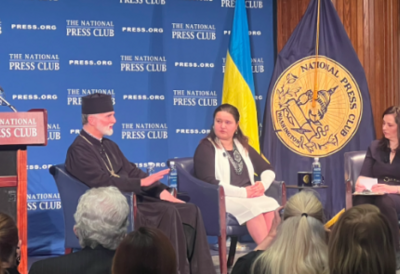 Archbishop Borys Gudziak and Ambassador Oksana Markarova appeared at a National Press Club