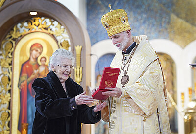 Iconographer Christine Dochwat has fallen asleep in the Lord. 