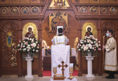 Bishop Andriy Rabiy celebrated the liturgy after his recovery