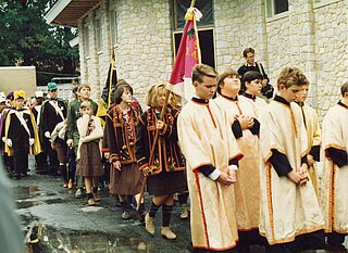 Процесія до собору Пресвятої Родини у Вашингтоні, ОК з нагоди благословення храму (25 вересня 1988)