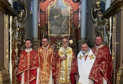 Metropolitan Borys Gudziak Celebrates Divine Liturgy in Lviv with Metropolitan Ihor and Bishop Volodymyr